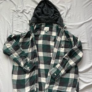 American Eagle Green Flannel Hoodie
